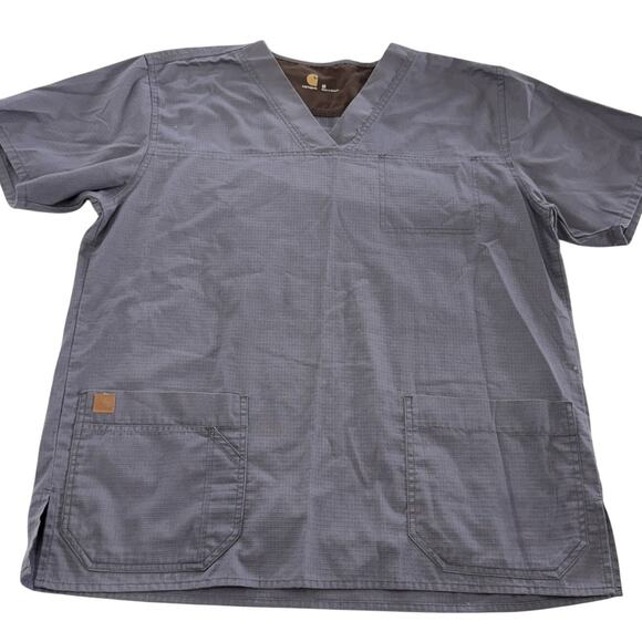 Carhartt Scrub‎ Shirt Mens Medium Blue Grey Medical Workwear Utility Healthcare - Picture 1 of 7